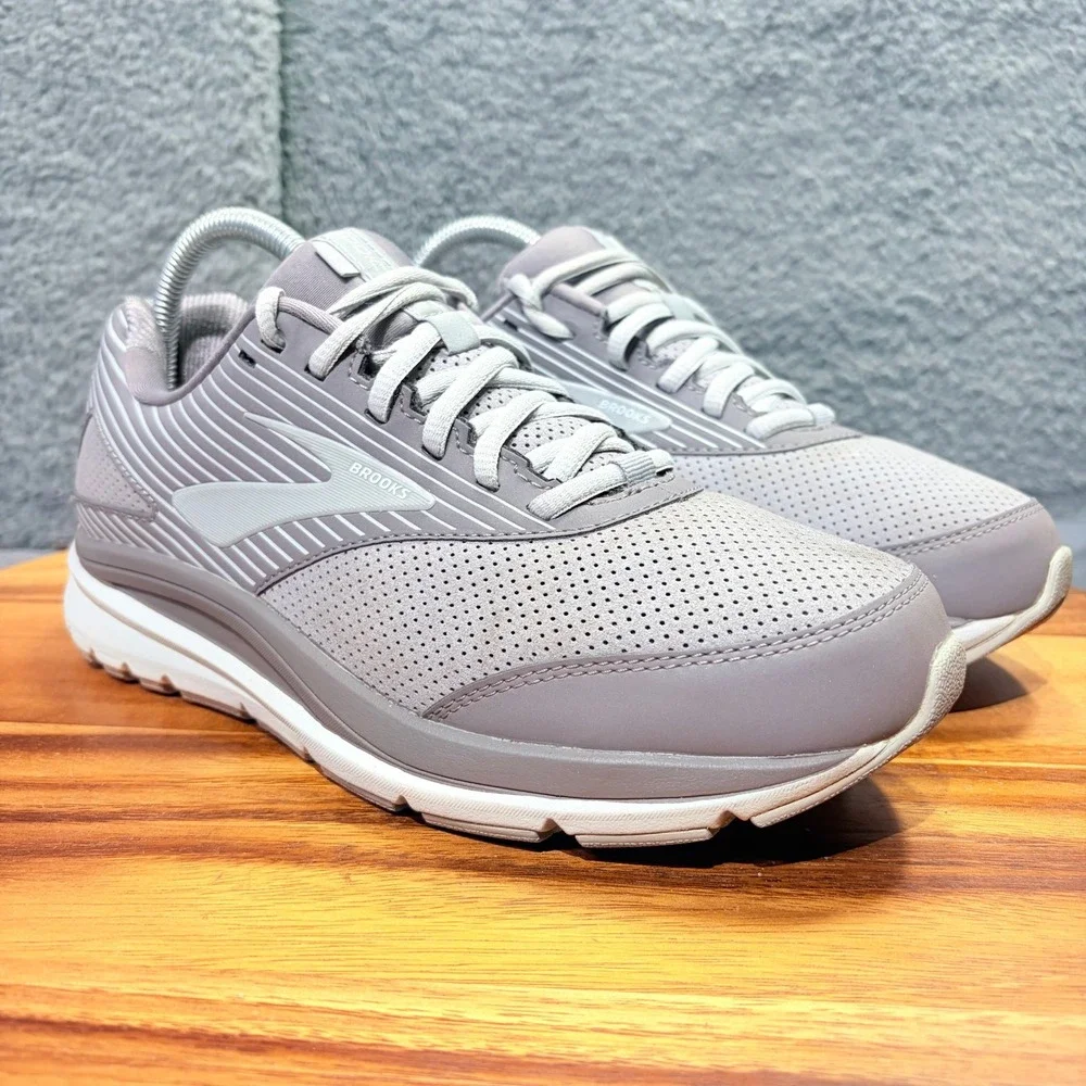 Brooks Addiction Walker 2 Grey White Walking Shoes 1203081D094 Womens 8.5 Wide D